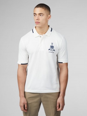 Camisa Polo Ben Sherman B by Ben Sherman Sports Club Embroidered Blancos | 5407OYNKT