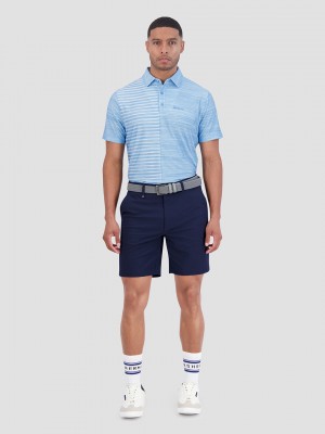 Camisa Polo Ben Sherman Melange Stripes Color Block Tech Jersey Sports Fit Azur | 5302OLDEM