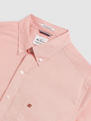 Camisas Ben Sherman Beatnik Wash Long-Sleeve Naranjas | 9821SYVIN