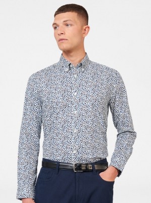 Camisas Ben Sherman Ditsy Floral Print Long Sleeve Blancos | 1279GZLXW