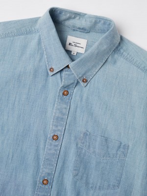 Camisas Ben Sherman Long-Sleeve Chambray Azules Azul Marino | 4956FWKTB