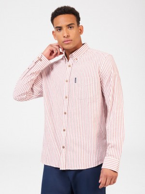 Camisas Ben Sherman Recycled Cotton Oxford Stripe Naranjas | 8931UEQKZ