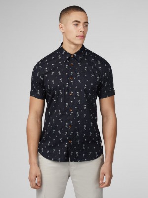 Camisas Ben Sherman Scattered Negros | 1653KBSRA