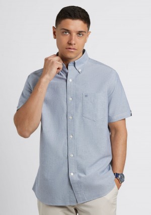 Camisas Ben Sherman Short Sleeve Brighton Oxford Organic Azul Marino | 4627WTMNB