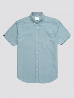 Camisas Ben Sherman Signature Organic Short-Sleeve Oxford Shadow Azules Grises | 2168IXGER