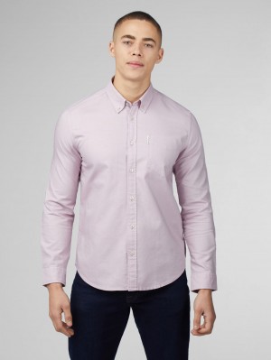 Camisas Ben Sherman Signature Oxford Long Sleeve Morados | 6384LOCJQ