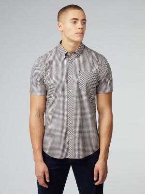 Camisas Ben Sherman Signature Short Sleeve Gingham Cobra Naranjas | 8342SCHAY