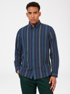 Camisas Ben Sherman Signature Striped Oxford Verdes | 6731WEMBU