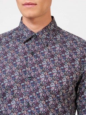 Camisas Ben Sherman Winter Floral Morados | 6341QODGI