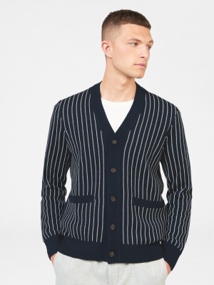 Prendas De Punto Ben Sherman Jacquard Stripe Cardigan Azul Marino | 9746IGFZB