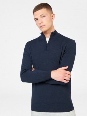 Prendas De Punto Ben Sherman Merino Half-Zip Azul Marino | 7426LGNMV