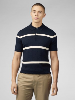 Prendas De Punto Ben Sherman Signature Argyle Stripe Polo Azul Marino | 8590GYJIL