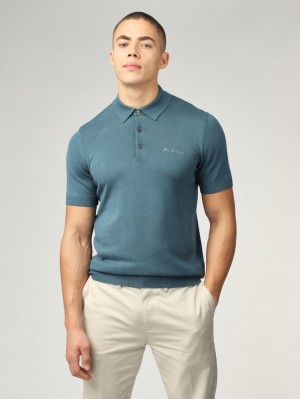 Prendas De Punto Ben Sherman Signature Short Sleeve Polo Turquesa | 9307KRCXY