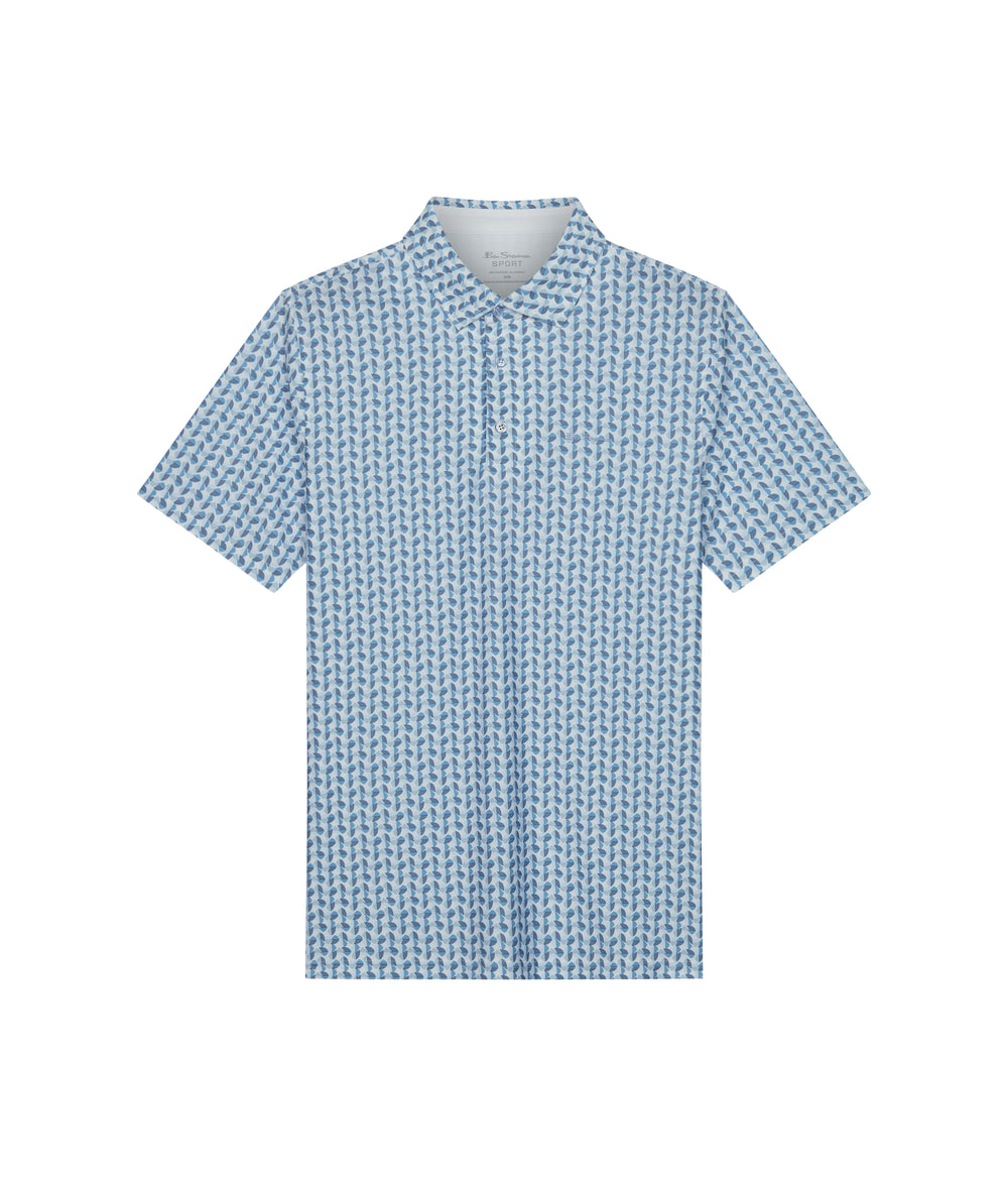 Camisa Polo Ben Sherman Bauhaus Geo Tech Jersey Sports Fit Azules | 4761YOMXC