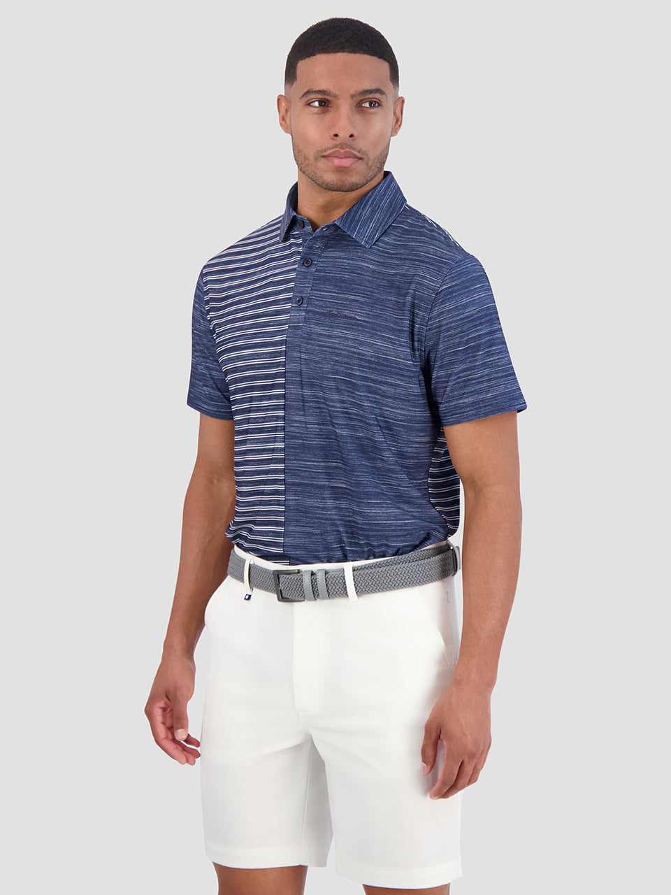 Camisa Polo Ben Sherman Melange Stripes Color Block Tech Jersey Sports Fit Azul Marino | 3591SUFBP