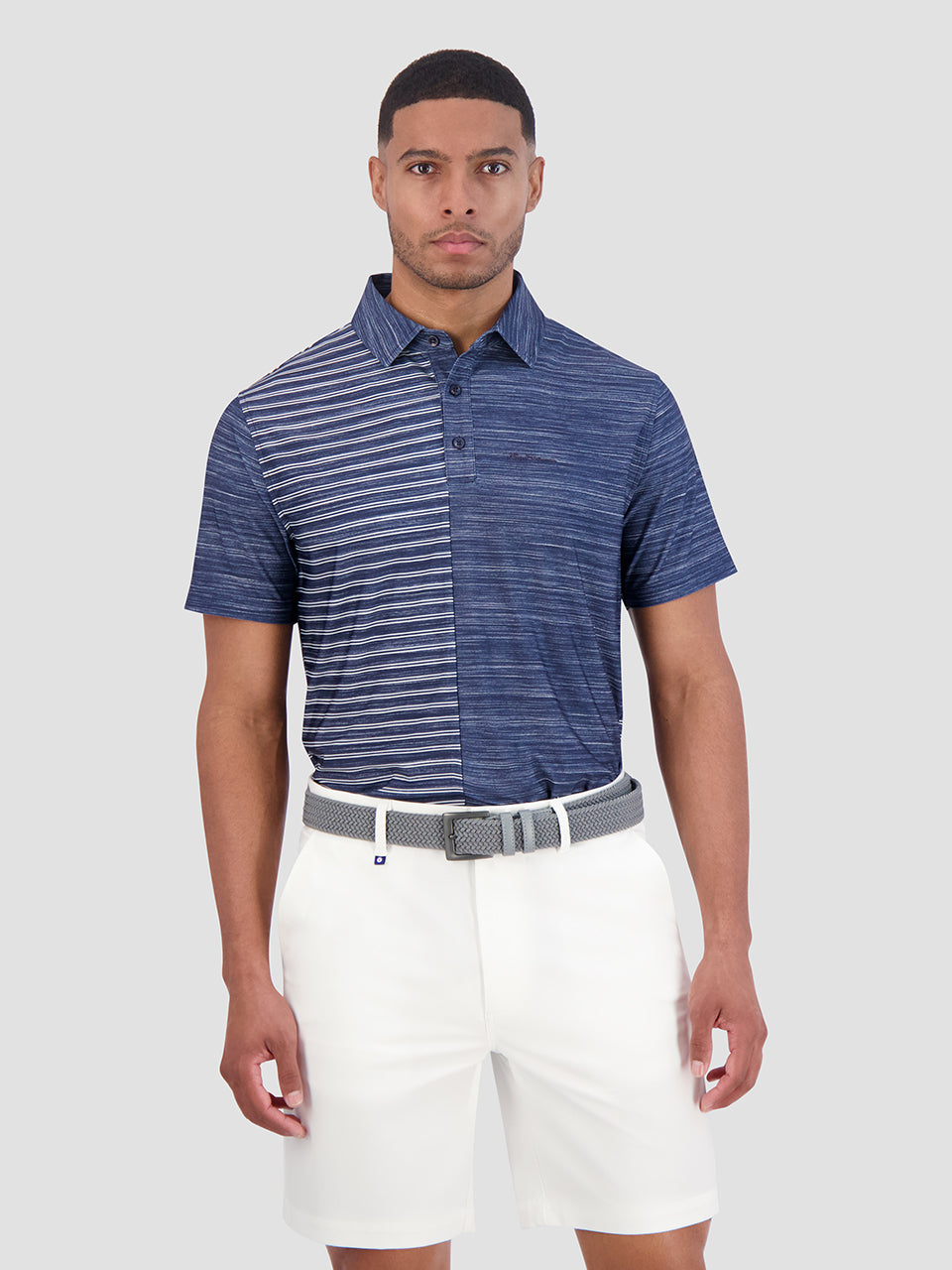 Camisa Polo Ben Sherman Melange Stripes Color Block Tech Jersey Sports Fit Azul Marino | 3591SUFBP