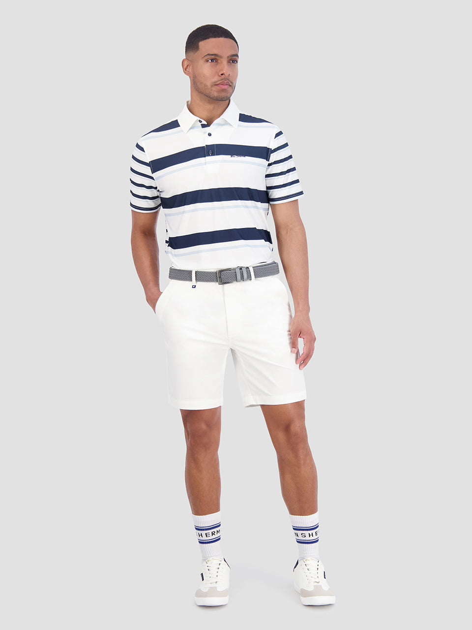 Camisa Polo Ben Sherman Mixed Mod Stripes Tech Jersey Sports Fit Azules | 9032WZABP