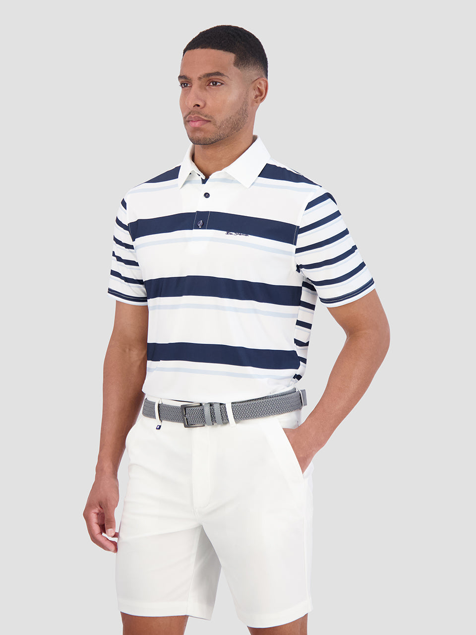 Camisa Polo Ben Sherman Mixed Mod Stripes Tech Jersey Sports Fit Azules | 9032WZABP