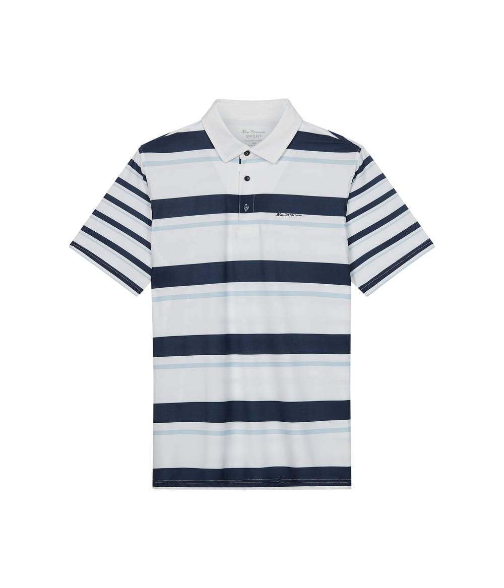 Camisa Polo Ben Sherman Mixed Mod Stripes Tech Jersey Sports Fit Azules | 9032WZABP