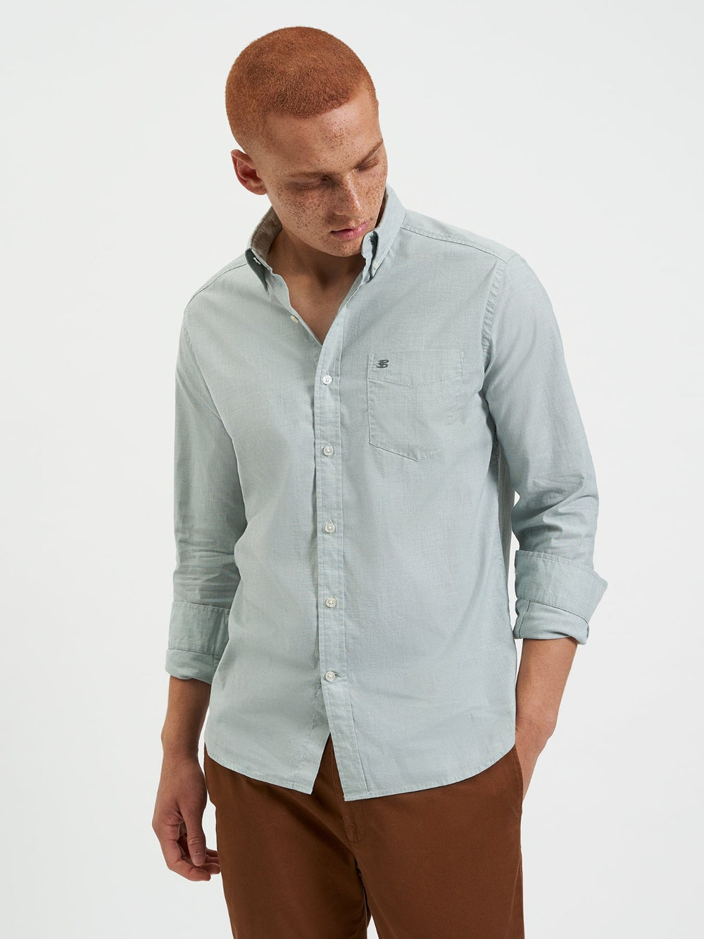 Camisas Ben Sherman Beatnik Wash Long-Sleeve Verdes | 5639UAGFS