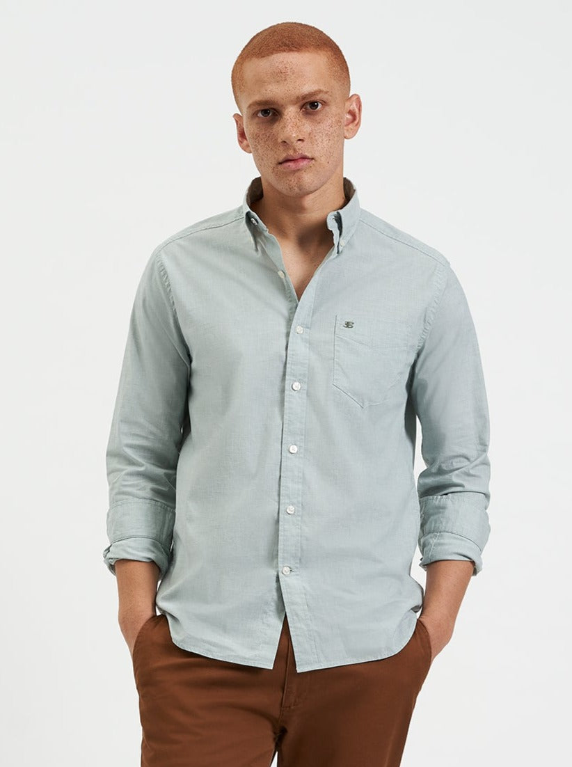 Camisas Ben Sherman Beatnik Wash Long-Sleeve Verdes | 5639UAGFS