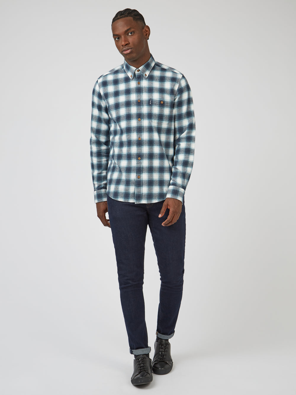 Camisas Ben Sherman Brushed Ombre Check Flannel Verdes | 0273IOKVP