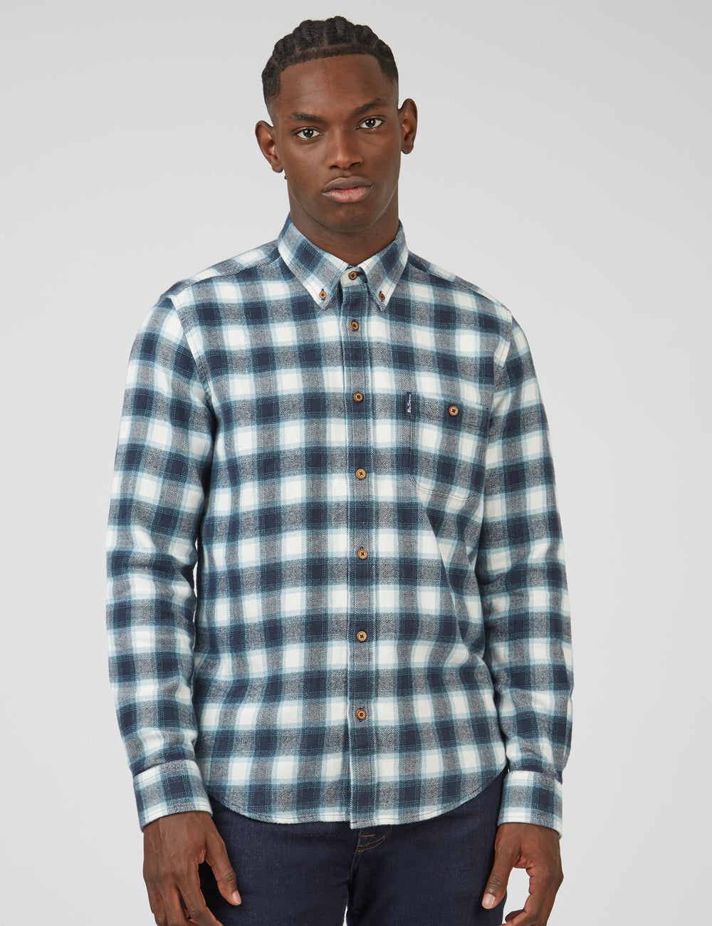 Camisas Ben Sherman Brushed Ombre Check Flannel Verdes | 0273IOKVP