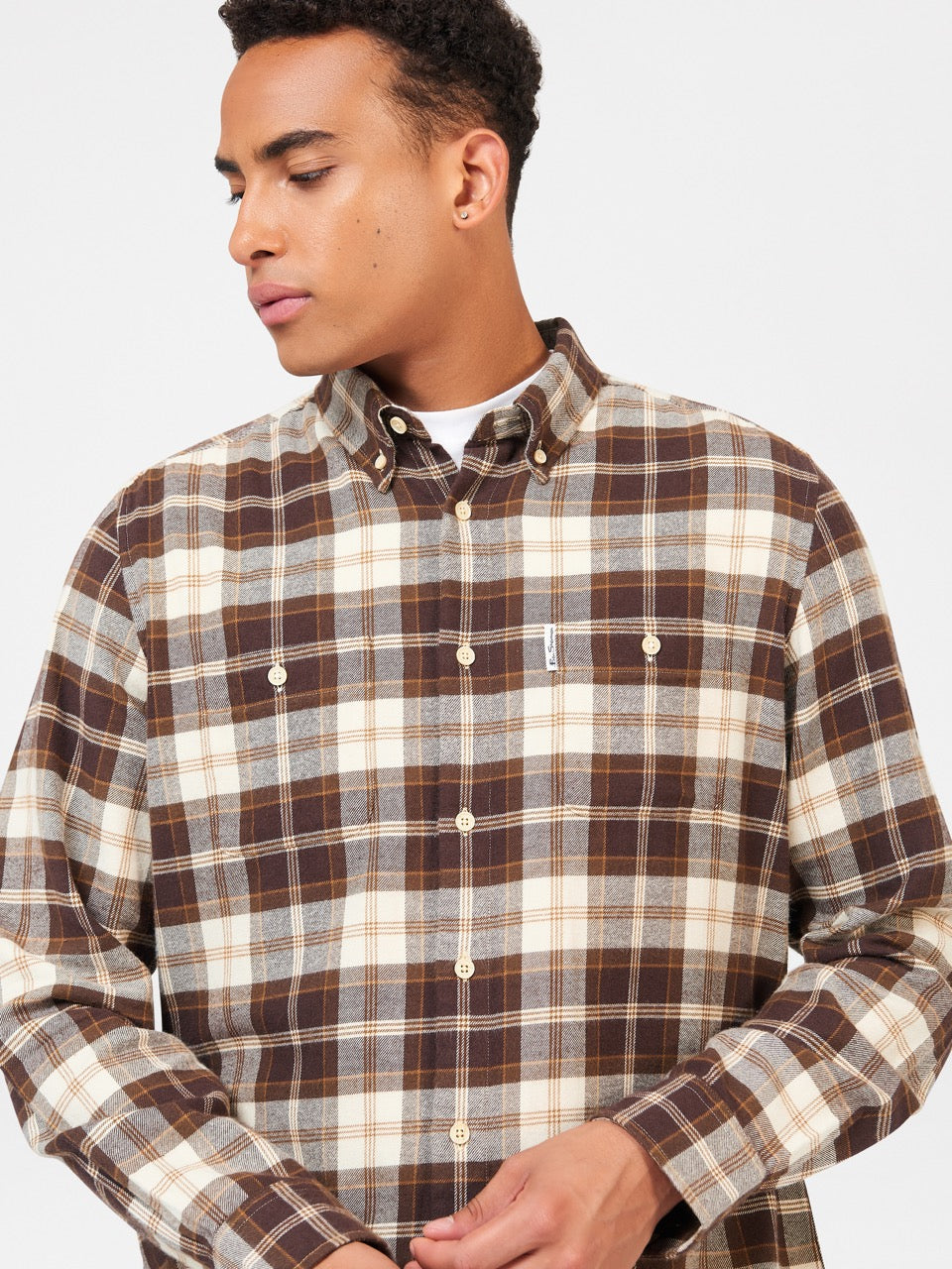 Camisas Ben Sherman Brushed Plain Check Chocolate | 0735QYBLH