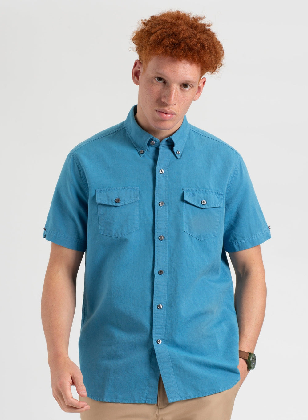 Camisas Ben Sherman Garment Dye Linen Azules | 6358AMSLZ