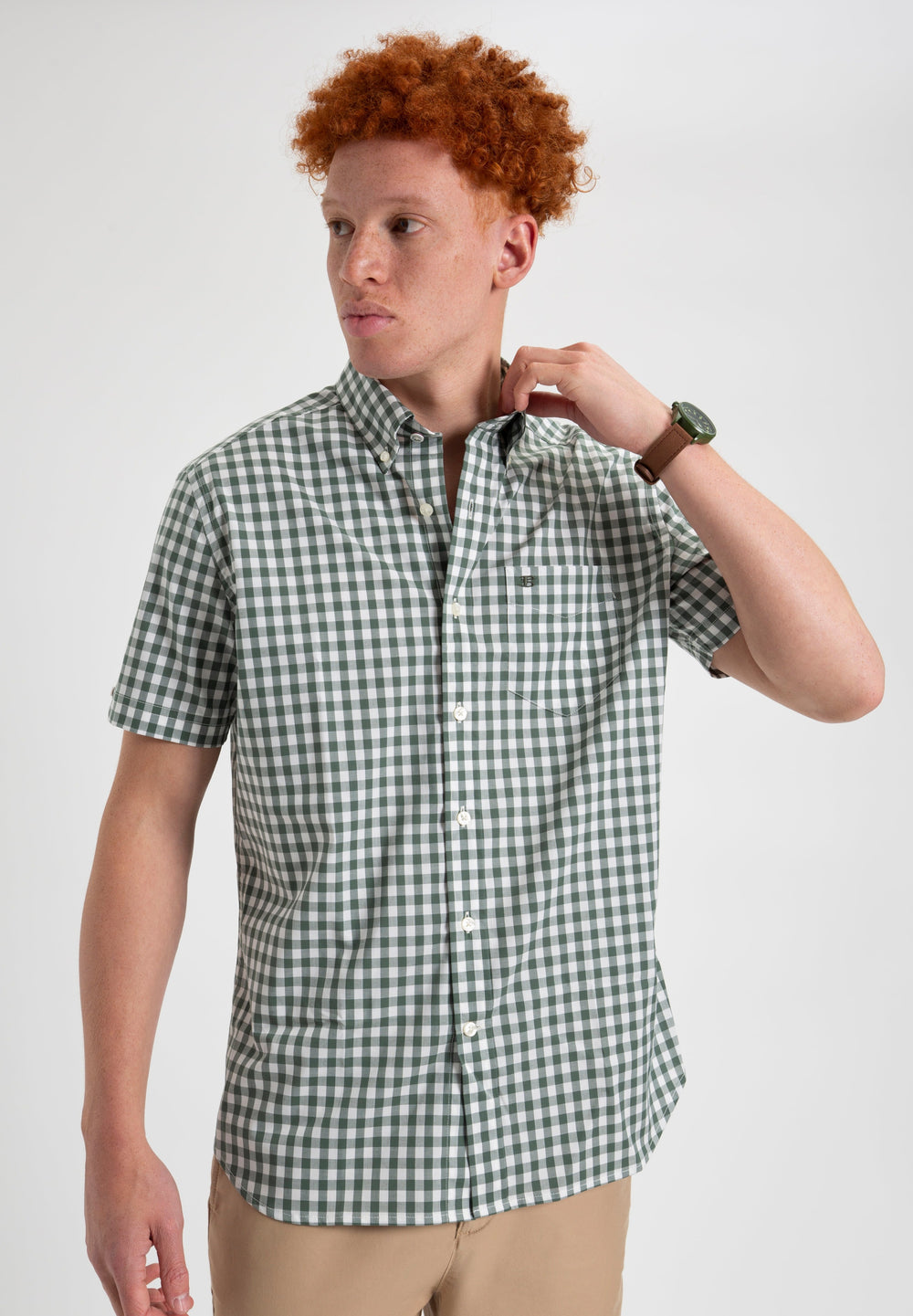 Camisas Ben Sherman House Poplin Gingham Verde Oliva | 2059MVLOK