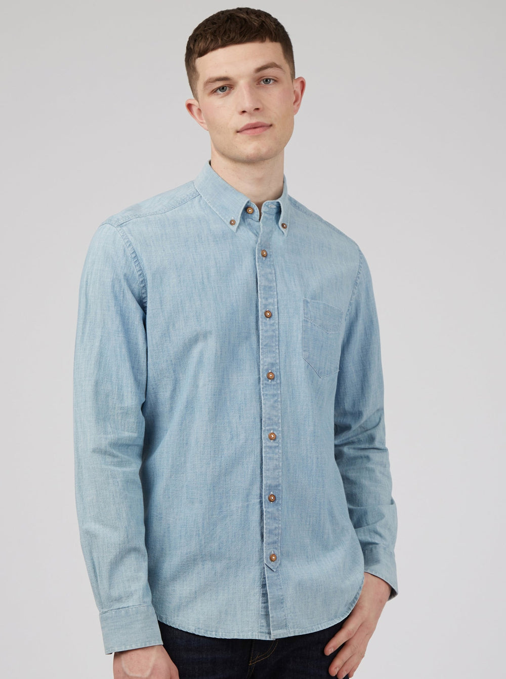 Camisas Ben Sherman Long-Sleeve Chambray Azules Azul Marino | 4956FWKTB