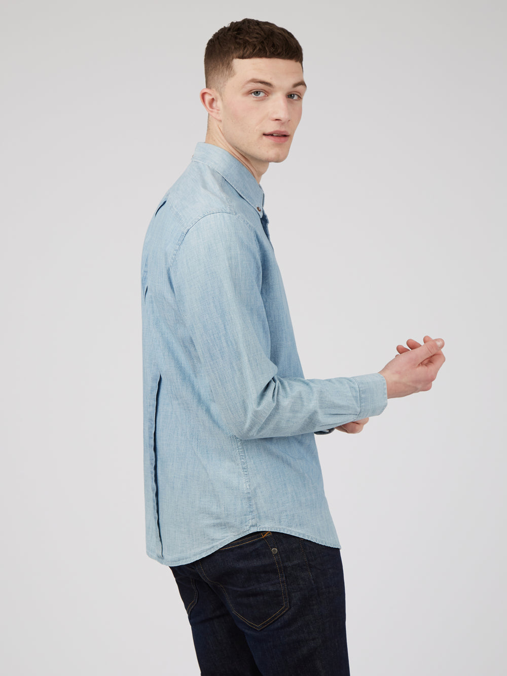 Camisas Ben Sherman Long-Sleeve Chambray Azules Azul Marino | 4956FWKTB