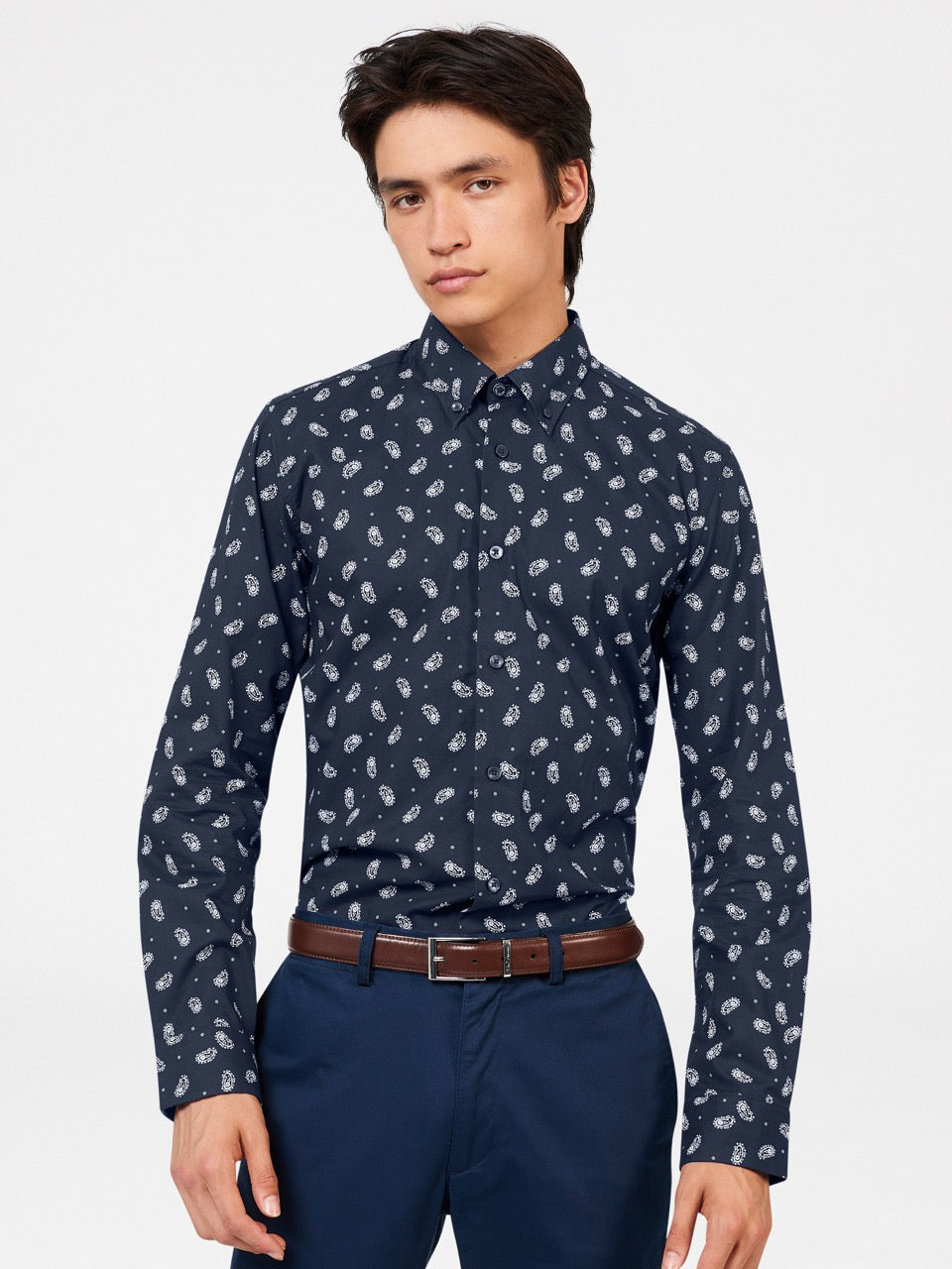 Camisas Ben Sherman Micro Paisley Azul Marino | 4985FYEZP