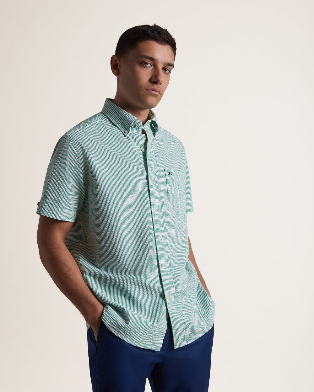 Camisas Ben Sherman Seersucker Bengal Stripe Verdes | 7316XSDNU