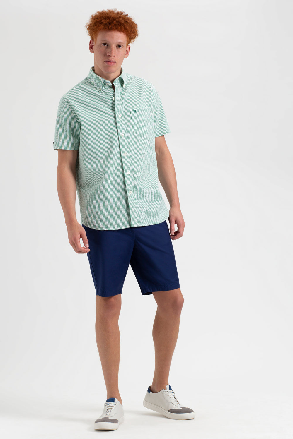 Camisas Ben Sherman Seersucker Bengal Stripe Verdes | 7316XSDNU