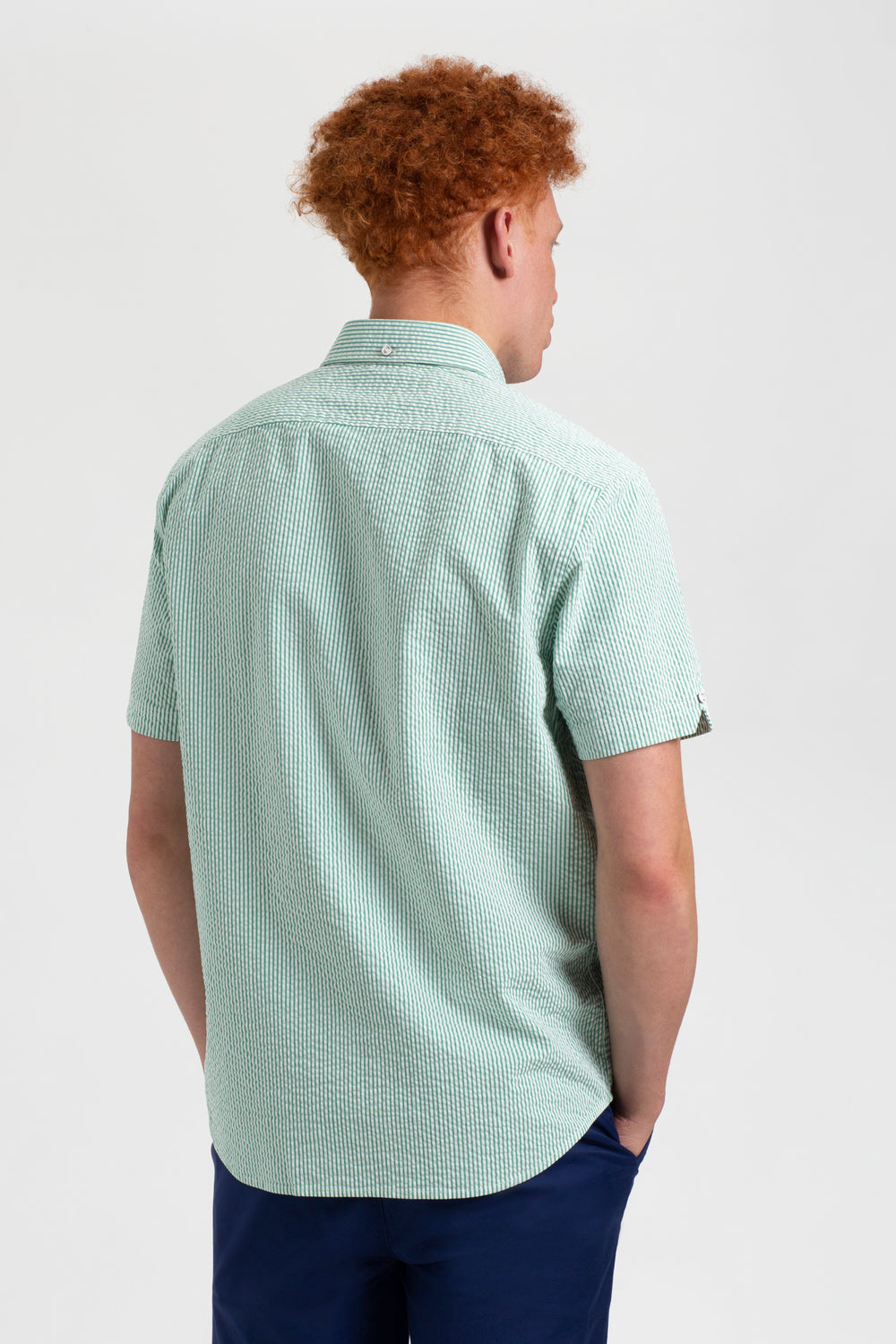 Camisas Ben Sherman Seersucker Bengal Stripe Verdes | 7316XSDNU