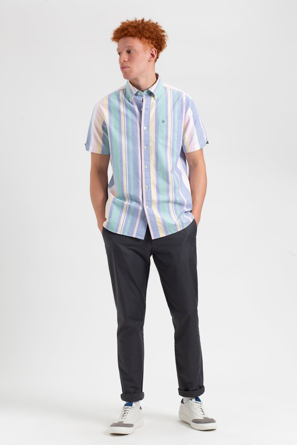 Camisas Ben Sherman Short Sleeve Brighton Oxford Organic Stripe Multicolor | 2354KUXSL