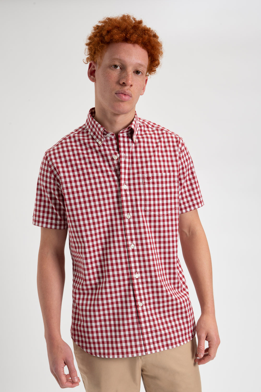 Camisas Ben Sherman Short Sleeve House Poplin Gingham Vino | 0168HBFZU