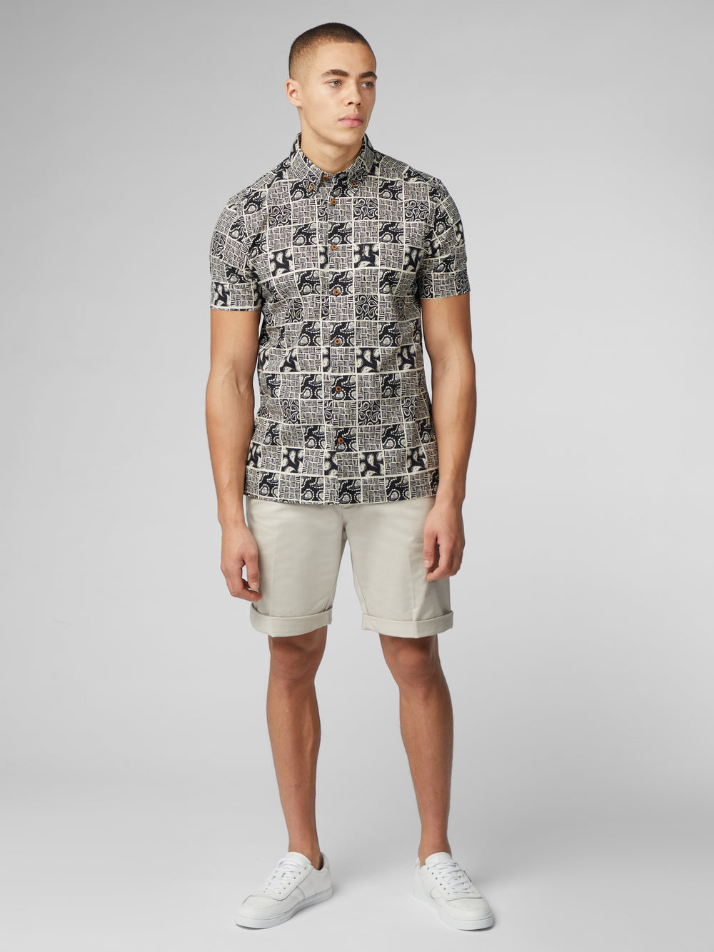 Camisas Ben Sherman Signature Checkerboard Paisley Print Negros | 2137QRUCI