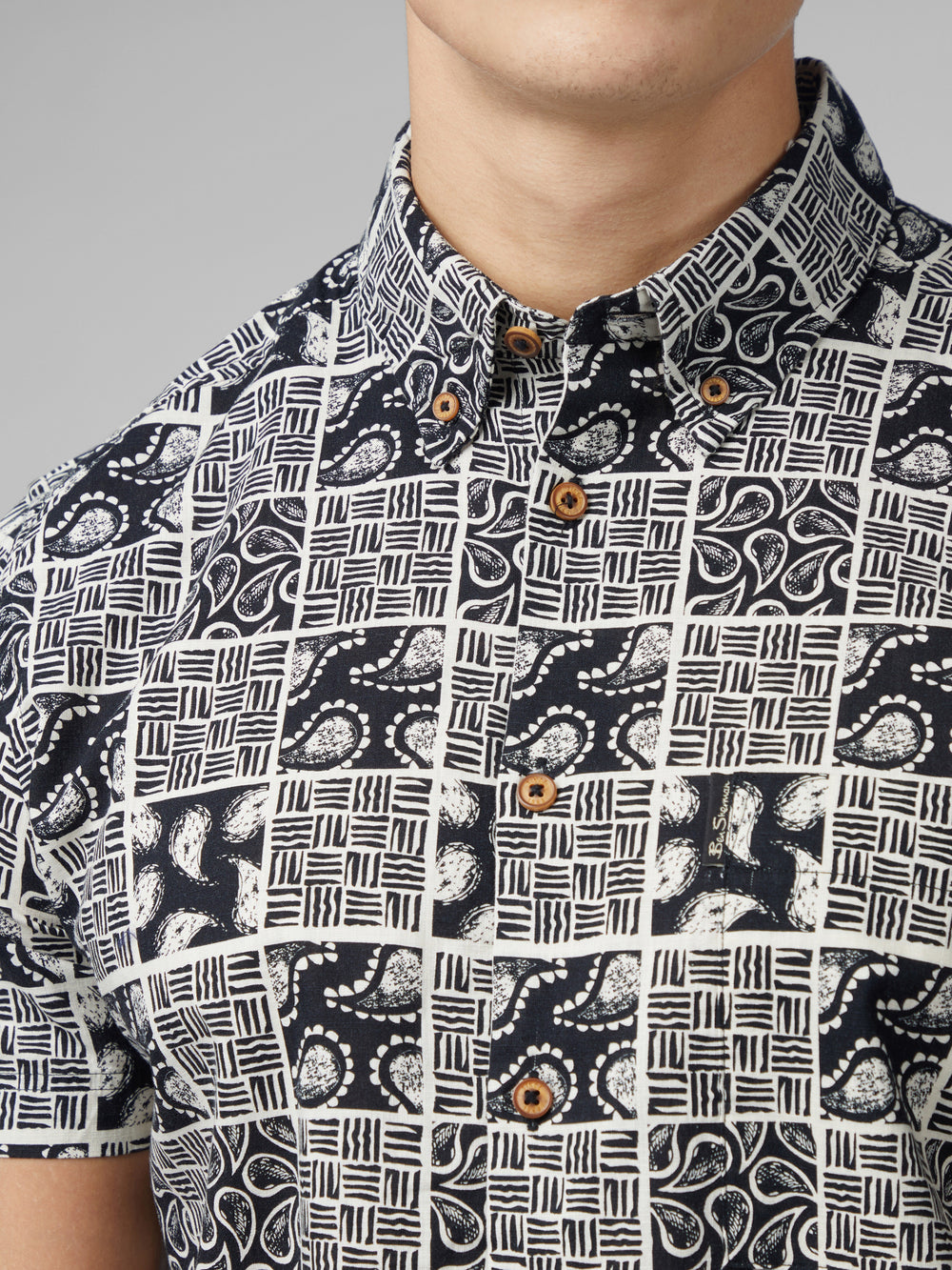 Camisas Ben Sherman Signature Checkerboard Paisley Print Negros | 2137QRUCI