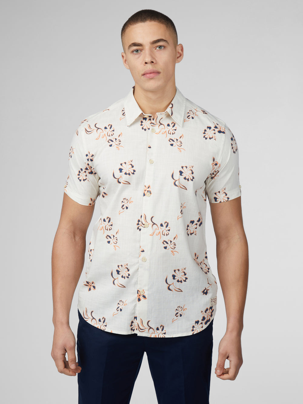 Camisas Ben Sherman Signature Linear Floral Blancos | 3452MNAZQ