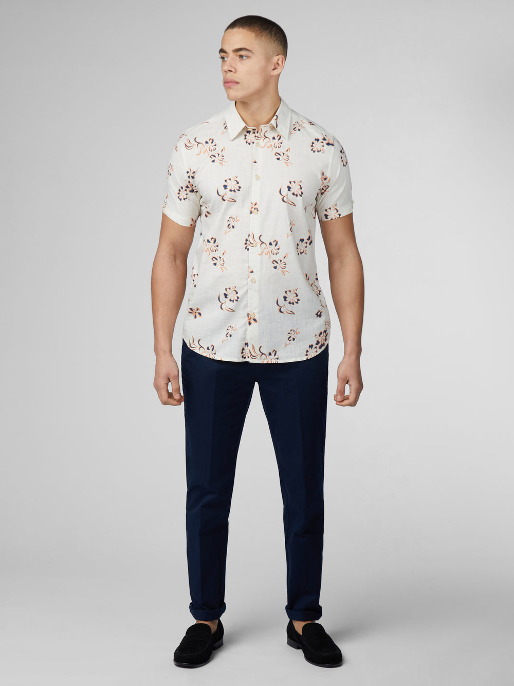 Camisas Ben Sherman Signature Linear Floral Blancos | 3452MNAZQ