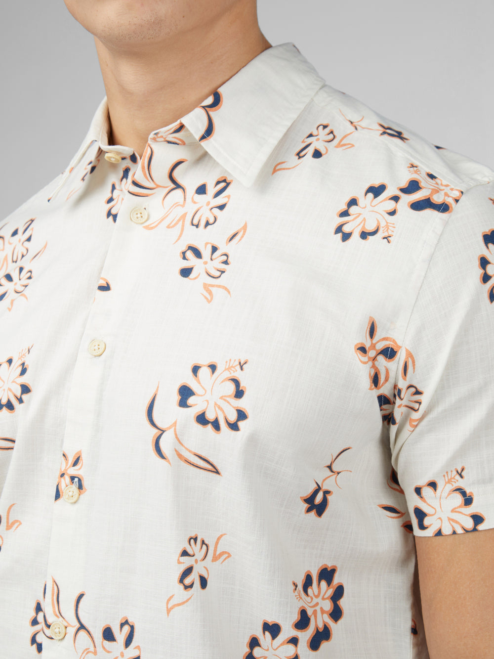 Camisas Ben Sherman Signature Linear Floral Blancos | 3452MNAZQ