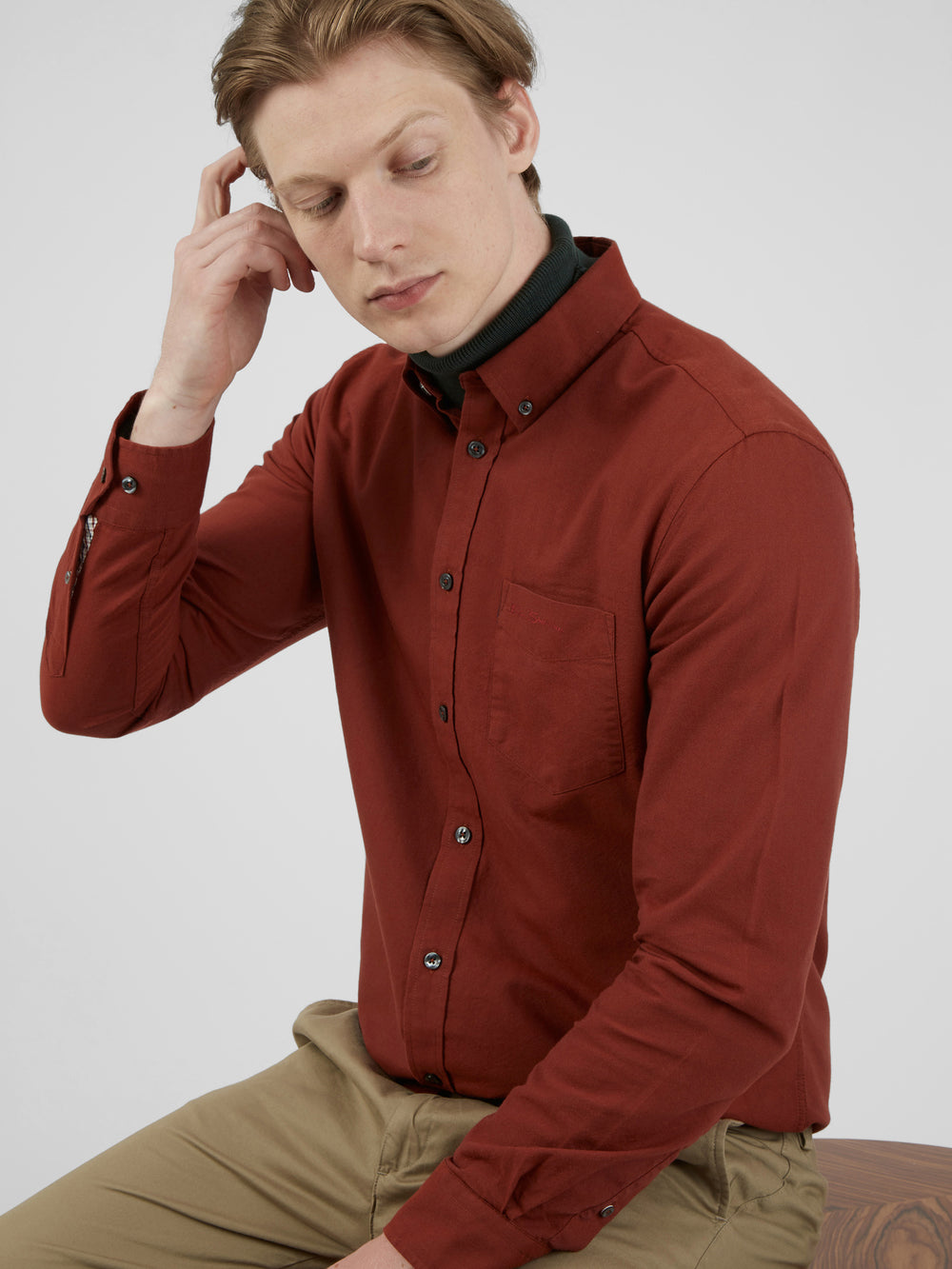 Camisas Ben Sherman Signature Long-Sleeve Oxford Naranjas | 0149EVIML