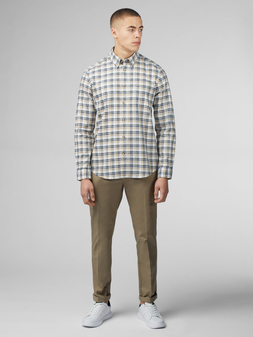 Camisas Ben Sherman Signature Oxford Check Blancos | 5163GHNRK