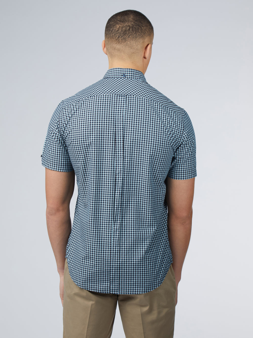 Camisas Ben Sherman Signature Short Sleeve Gingham Azules | 2483MHQAO