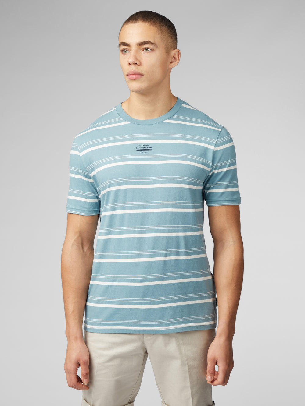 Camiseta Ben Sherman Fine Stripe Azules | 9821QPMXF