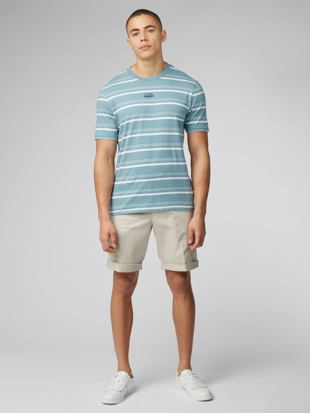 Camiseta Ben Sherman Fine Stripe Azules | 9821QPMXF