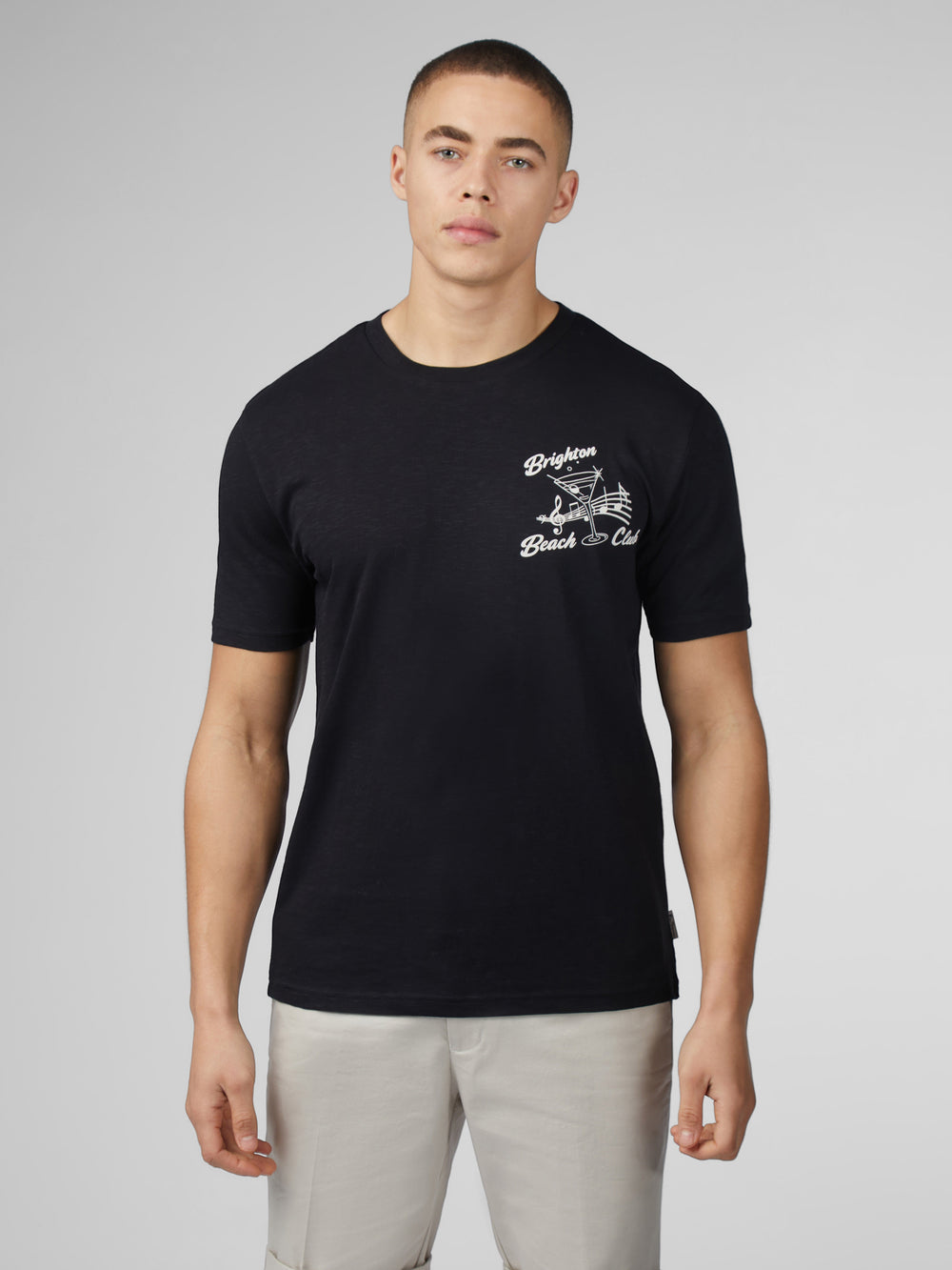 Camiseta Ben Sherman Signature Brighton Beach Club Negros | 6540LCNXZ