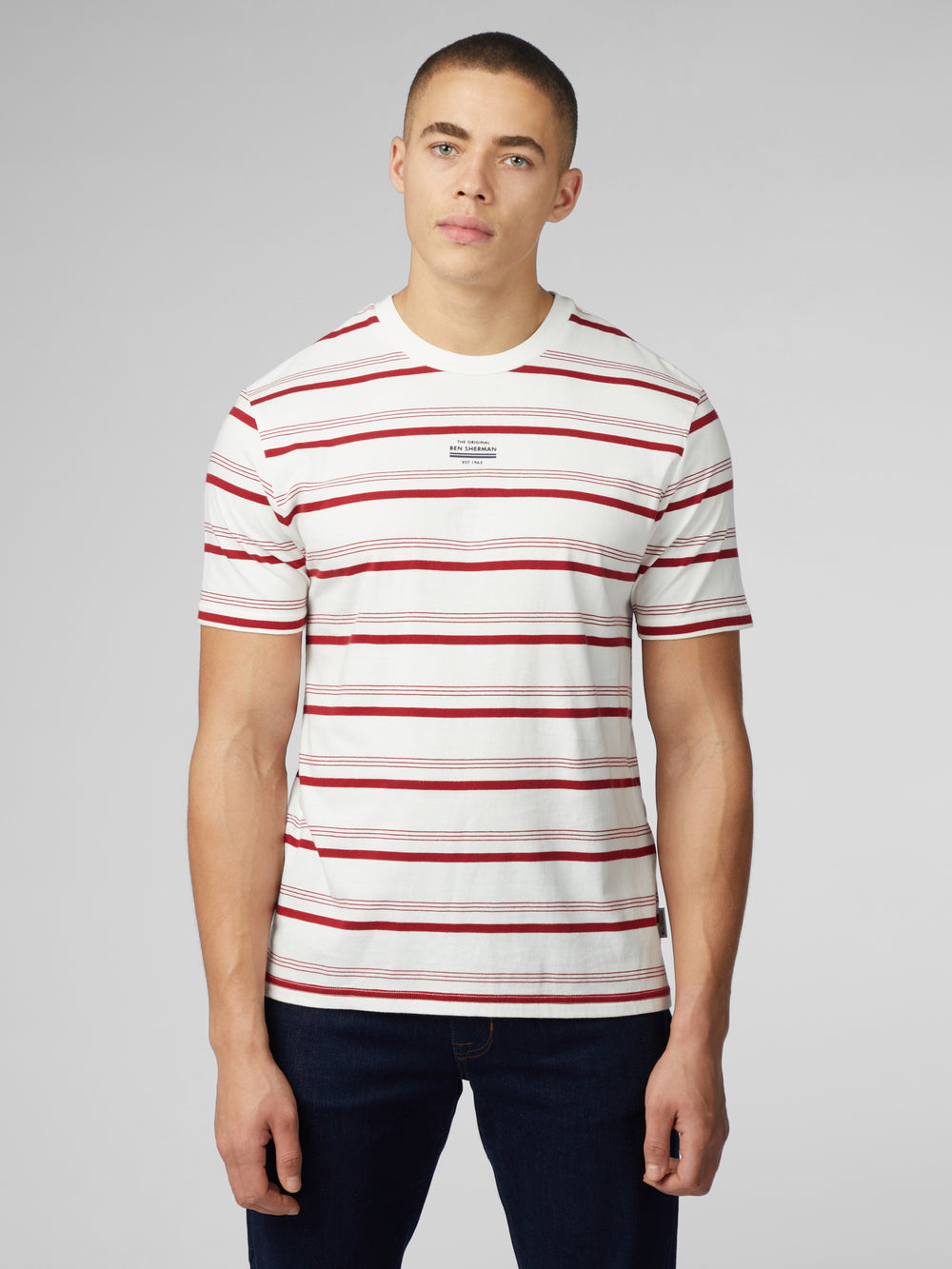 Camiseta Ben Sherman Signature Fine Stripe Blancos | 9234TAXUZ